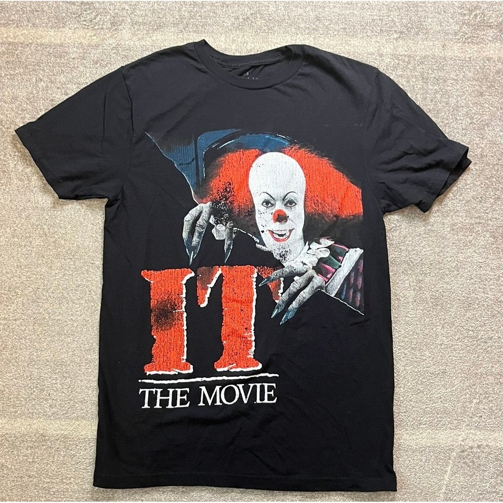 IT The Movie Pennywise Graphic T-Shirt Mens Small Black Stephen King Horror Tee